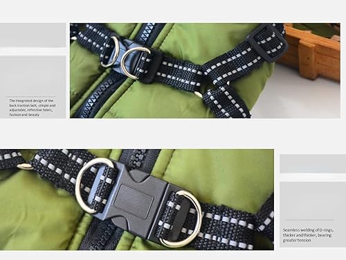 Miniatura 5 de AMZTAN Abrigo de invierno para perros y mascotas acogedor impermeable resistente al viento chaleco ajustable para mascotas con arnés y anillos en D