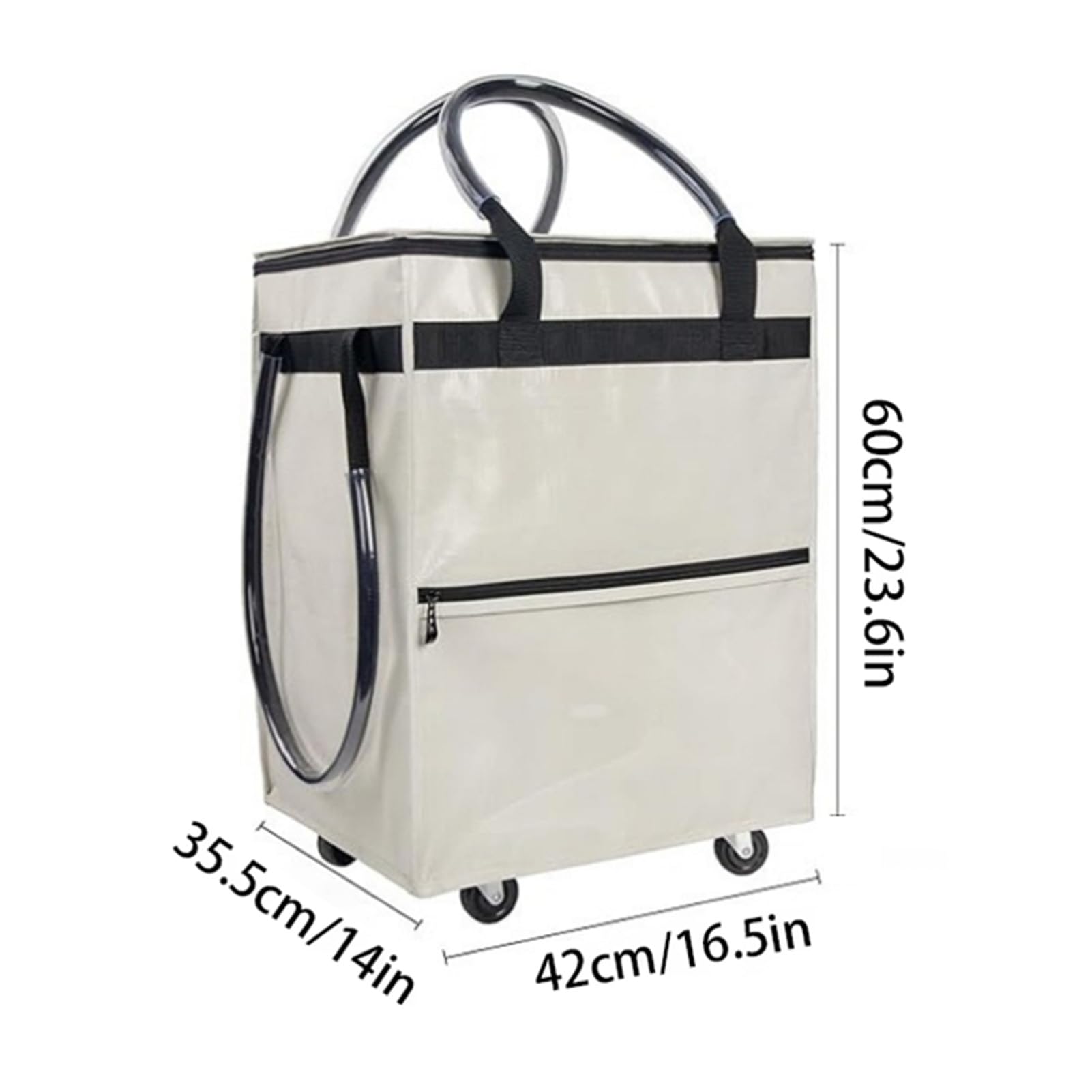 RIZGHWOY Borsa di Drogheria Riutilizzabile su Ruote Carrello della Spesa Portatile a Prova di Carrello Pieghevole per Campeggio in Palestra da Viaggio (WHITE)