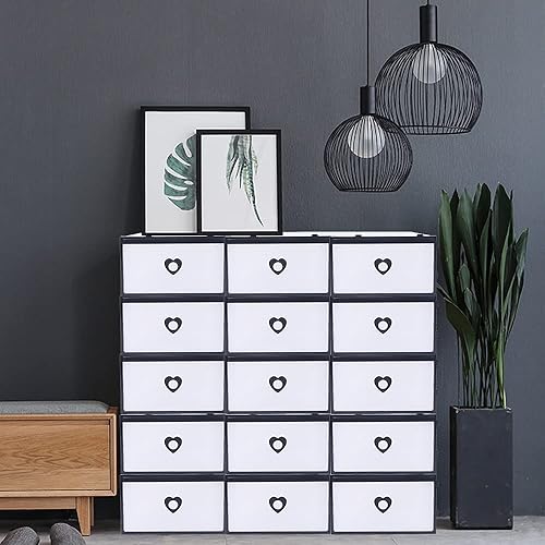LYNICESHOP Paquete de 20 cajas organizadoras de zapatos, cajas de almacenamiento de zapatos, contenedores apilables de plástico transparente para