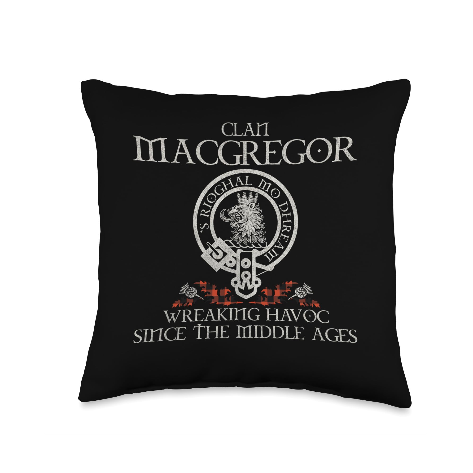 #MacGregor Rob RoyClan MacGregor Rob Roy tartan crest Thistle vintage Throw Pillow