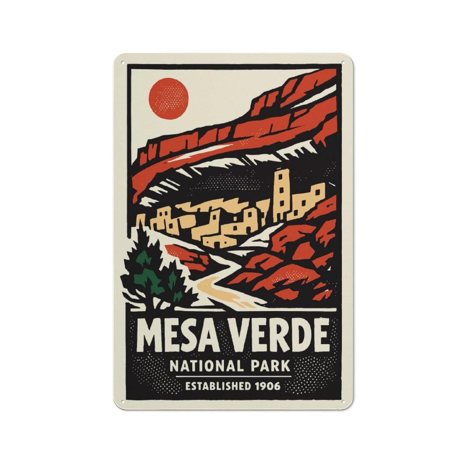 Junmoney Style-20 Mesa Verde National Park Vintage Poster Retro-Style Tin Wall Plaque 30X20cm For Café Or Home Bar, For Themed Interiors In Cafés And Home Bars