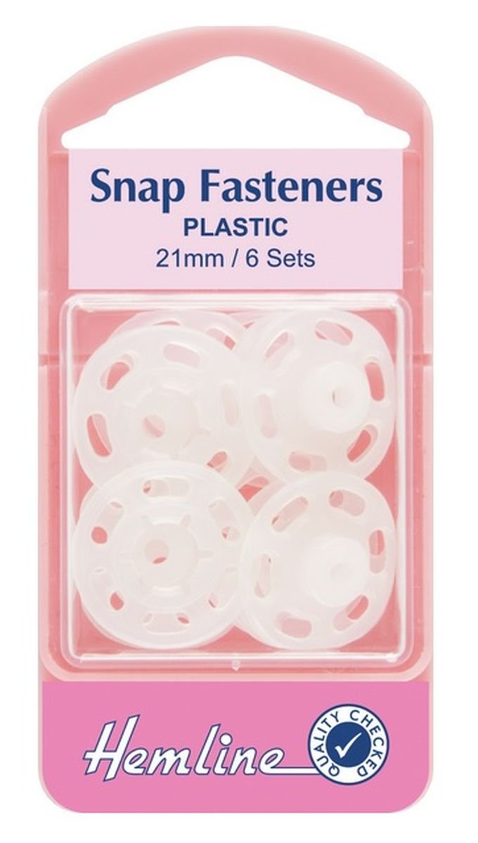 Hemline H424.XL Clear Plastic X Large Round Sew On Snap Fasteners 21mm 6 Sets