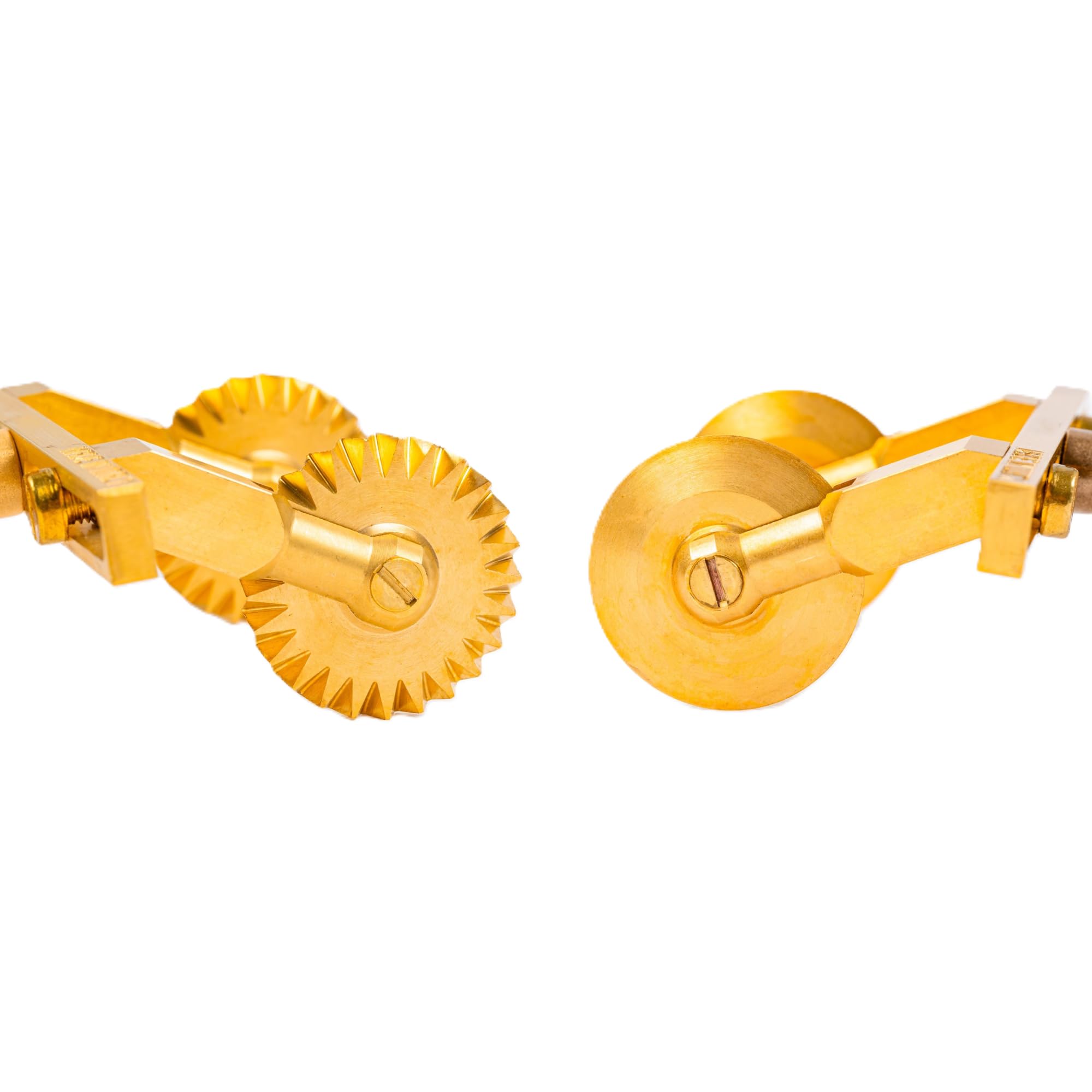 LA GONDOLA Set 2 pz Rotella Tagliapasta Doppia Regolabile Liscia e Rotella Doppia Regolabile Festonata a Stella in Ottone ed Impugnatura Legno, Prodotto Artigianale Made in Italy