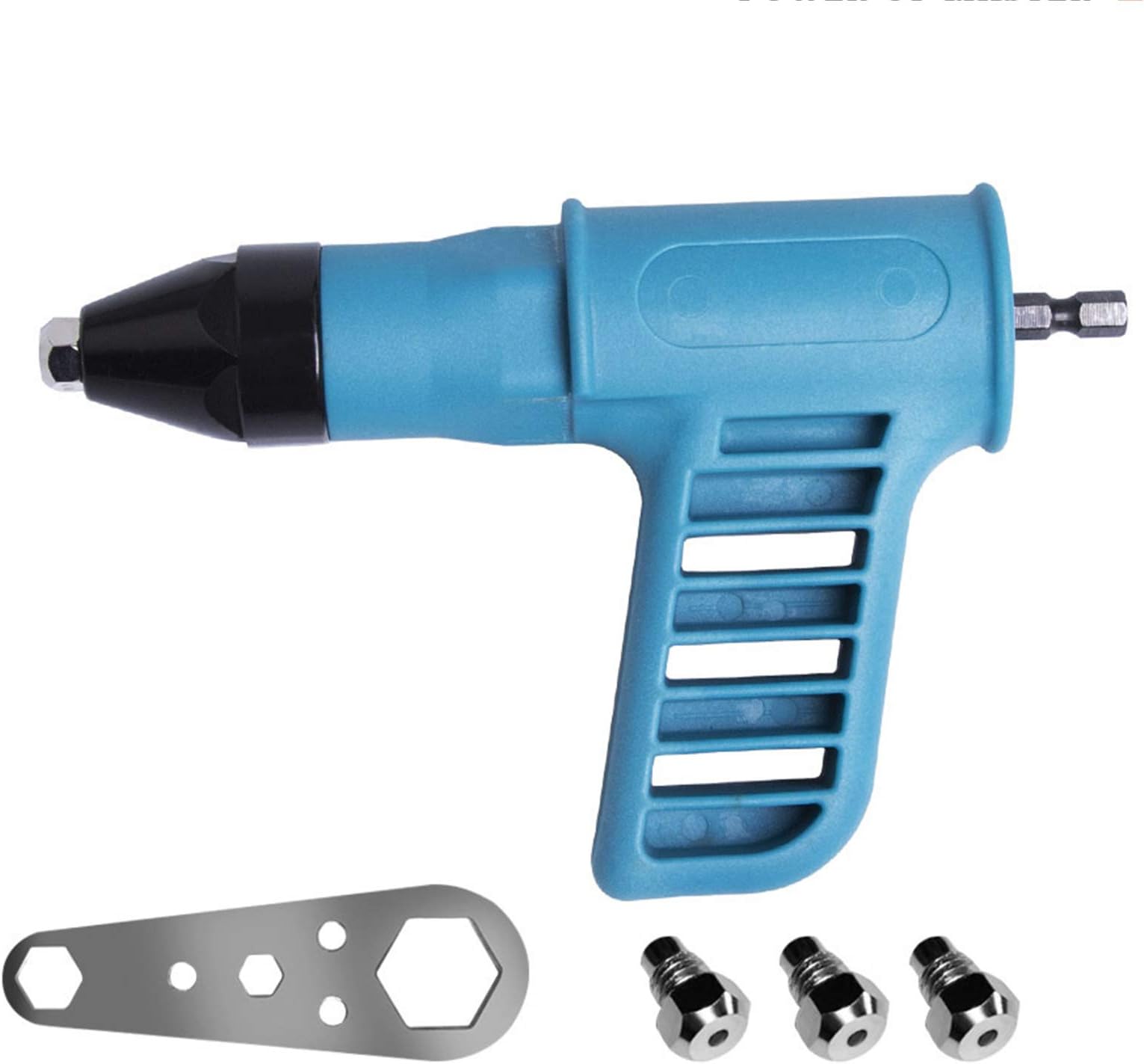 Electric Rivet G-u-n Adapter, Cordless Drill Adapter with Handle, Portable Insert Nut Tool Blind Rivet Machine Conversion Tool with Rivet Head and Wrench