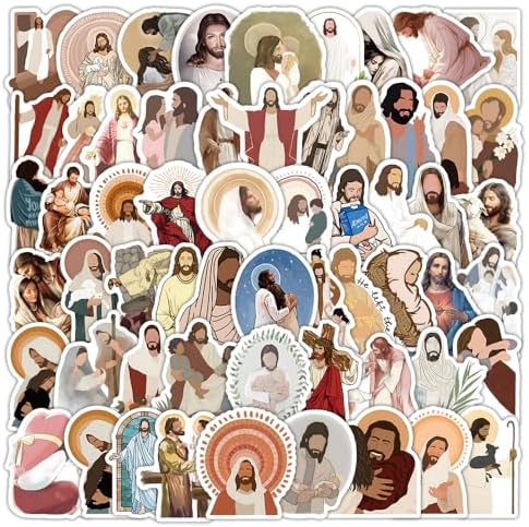 Amazon.com: 60 Jesus Stickers Pack – Christian Jesus Vinyl Stickers for ...