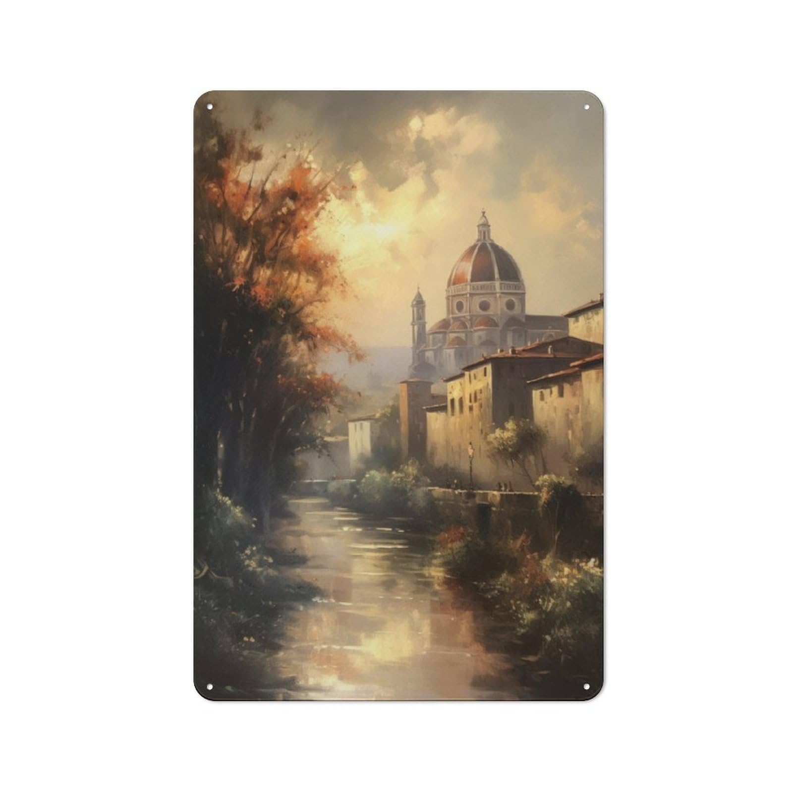 Junmoney Florence Italy Art Metal Plaque 30X20cm With For Garage Wall, Retro Decor, Housewarming Present For People Styling Garage