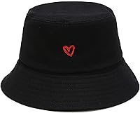 XYIYI Embroidered Flower Bucket Hat for Women Girls - Breathable 100% Cotton Beach Fisherman Sun Hat, Unisex Foldable