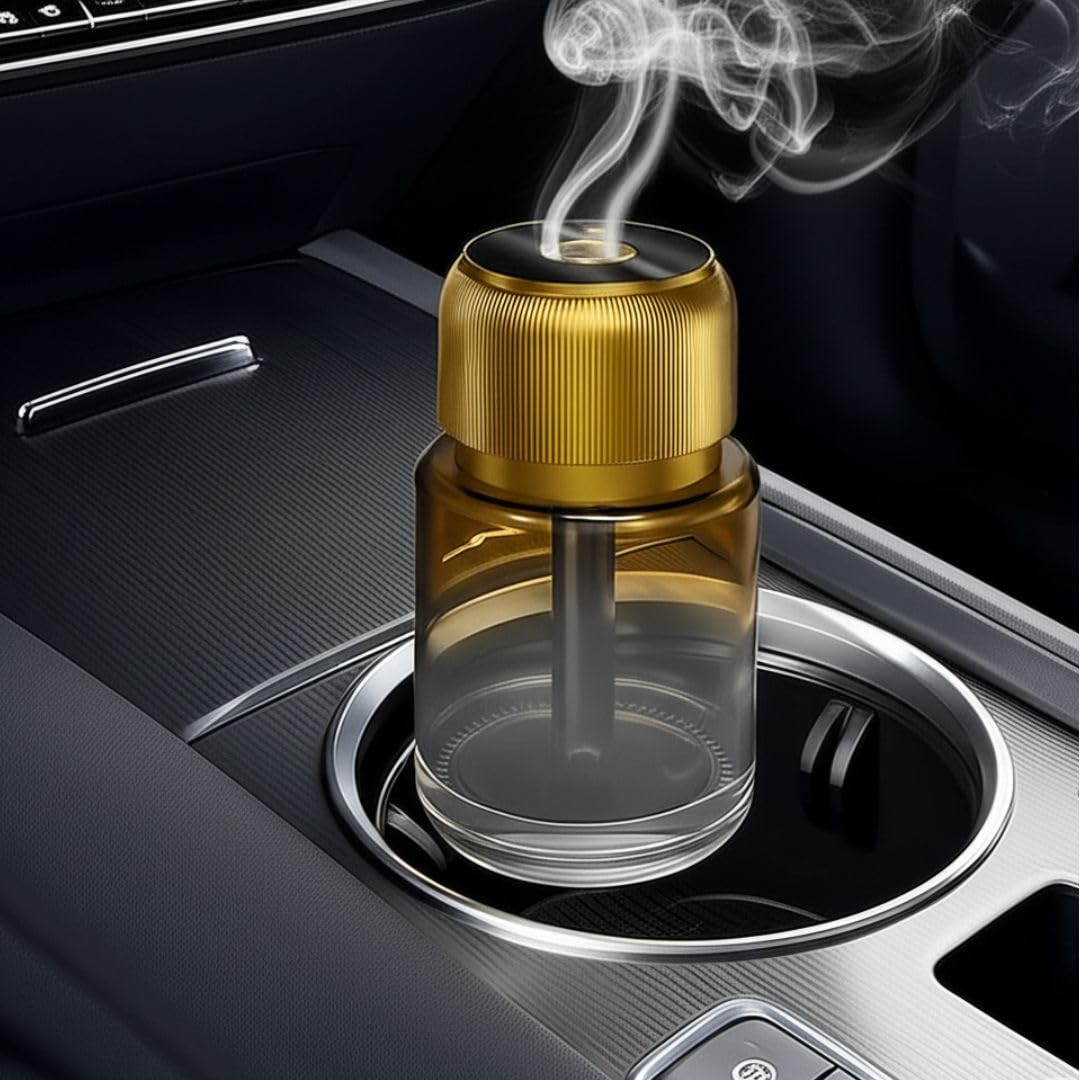 Car Fragrance | Perfume | Diffuser Humidifier | Aromatherapy | Portable Diffuser | Air Freshener | Multi-Mode Adjustable | Essential Oil (Gold, 160ml, Cologne)