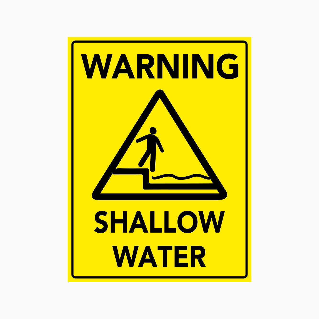WARNING SHALLOW WATER Sign, 12x8 Metal Tin Sign, Warning: Shallow water.