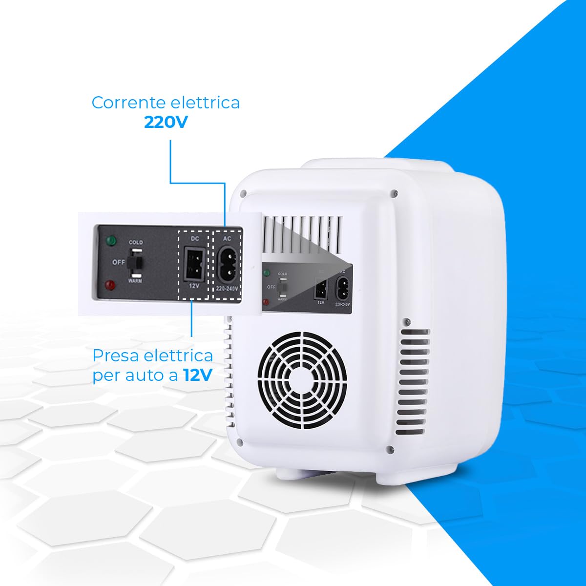 NK Mini frigorifero portatile, 4 litri di capacità, funzionamento 12 V-220 V, funzione raffreddamento e riscaldamento, per cosmetici e bibite