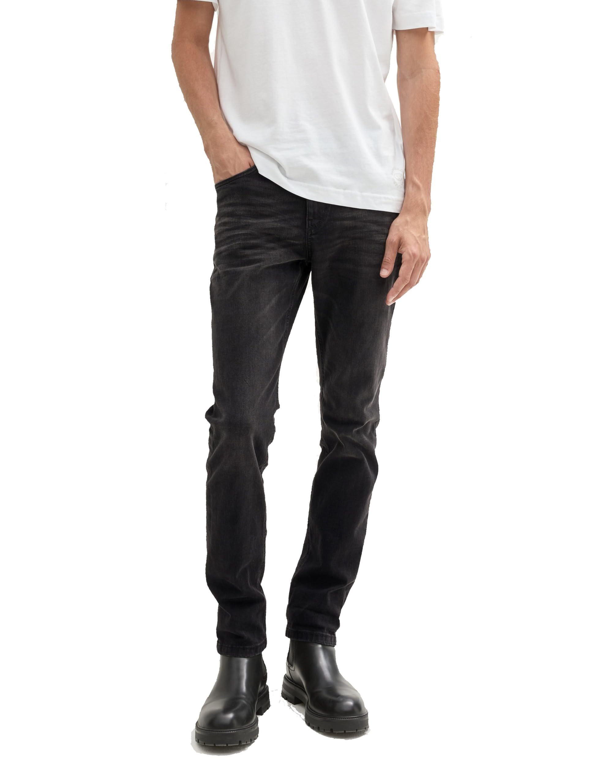TOM TAILOR Herren 1042684 Josh Regular Slim Jeans mit Stretch, 10273 - Dark Stone Black Black Denim, 32W / 36L