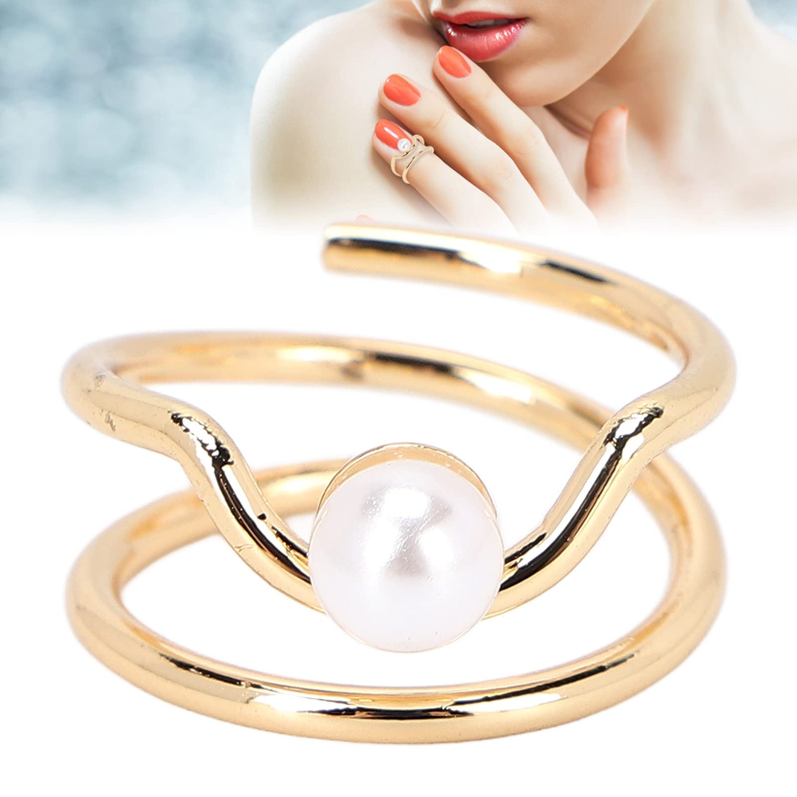 Pearl Finger Nail Knuckle Pierścionki Stylowa i Prosta Miedziana Biżuteria na Czubek Palca Paznokieć Ochronna Osłona Akcesoria do Paznokci dla Kobiet Dziewczyn(3052g)