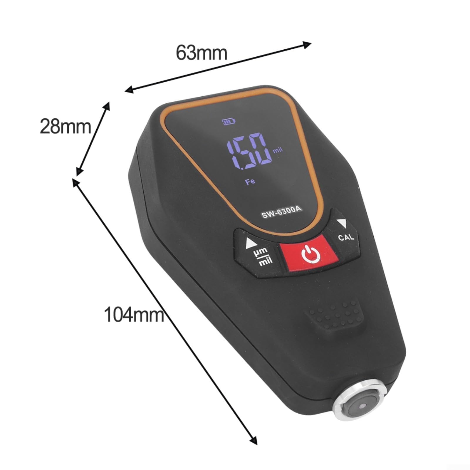 Misuratore di spessore del rivestimento SW-6300A, visualizzazione inversa di segmento per la misurazione del rivestimento industriale, tester magnetico e correnti parassite gamma 0-1200μm