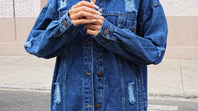 CYLADY Women's Casual Oversized Denim Jacket Long Sleeved Button