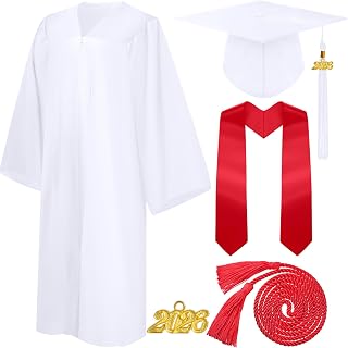 Syhood 4 Pieces 2026 Unisex Graduation Matte Gown Cap Tassel Stole Set Honor Cord for Graduation