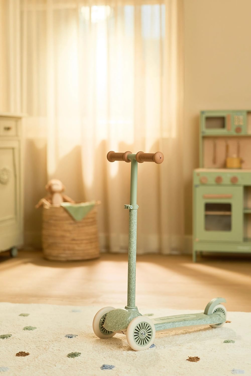 Little Dutch Kinder Scooter - Stabiler Roller - Höhenverstellbarer Cityroller - Sportlicher Kinderroller - Tretroller mit 3 Rädern - Unisex - von 3-5 Jahre - bis zu 50 kg - Safari Dreams - grün