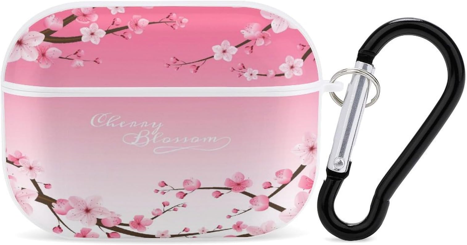 TecErCherry-Blossom for Airpods Pro(2nd/1st Generation) Case with Key Chain, Full Protective Shockproof Case PC Hard Case Cover Supports Wireless Charging, white-style-2