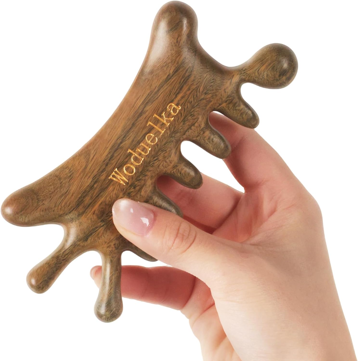 6-in-1 Gua Sha Tool for Face & Body – Green Sandalwood Massage Comb, Lymphatic Drainage, Wooden Scalp Massager, Jaw Lifting & Nose Sculpting, Head Massage Comb, Gift for Women