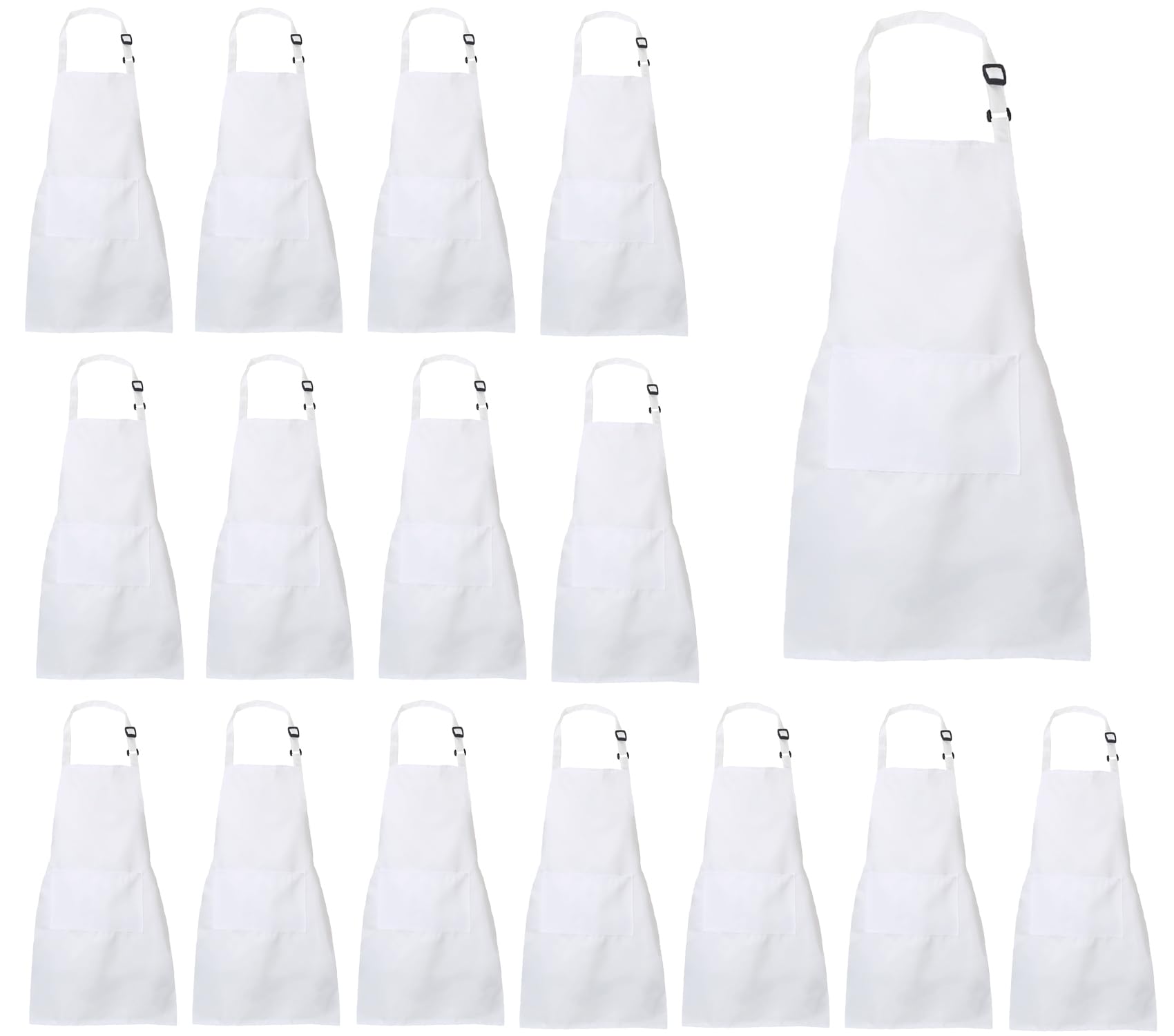 XIEJINJIA 16 Pack Kids Waterproof Apron with Pockets Adjustable Children Aprons Chef Artists Child Kitchen Cooking Baking Painting Craft (White) — image 1
