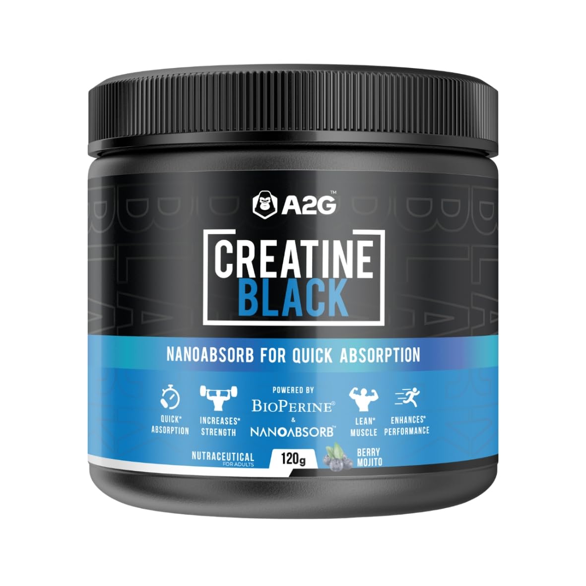 A2G Creatine Black | Micronised Creatine Monohydrate | 3g Per Serving | 33 Servings | BioPerine® + NanoAbsorb™ | Zero Bloating | Unflavoured 100g — Amazon image 9