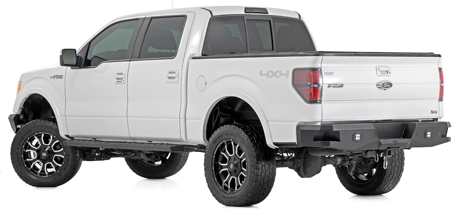 Rough Country BA2 Running Boards for Ford F-150 (2009-2014) - 5" Wide Steel Step Bars, Non-Slip Grip Foot Rails, No-Drill Install, Truck Side Steps