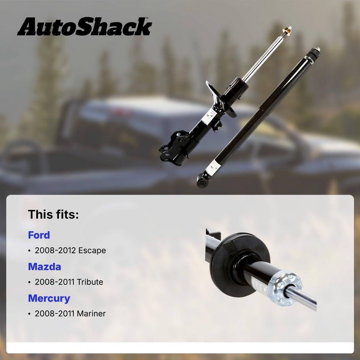 AutoShack Rear Shock Absorbers Replacement for 2008-2012 Ford Escape 2008-2011 Mercury Mariner 2008-2011 Mazda Tribute 2-PC Set