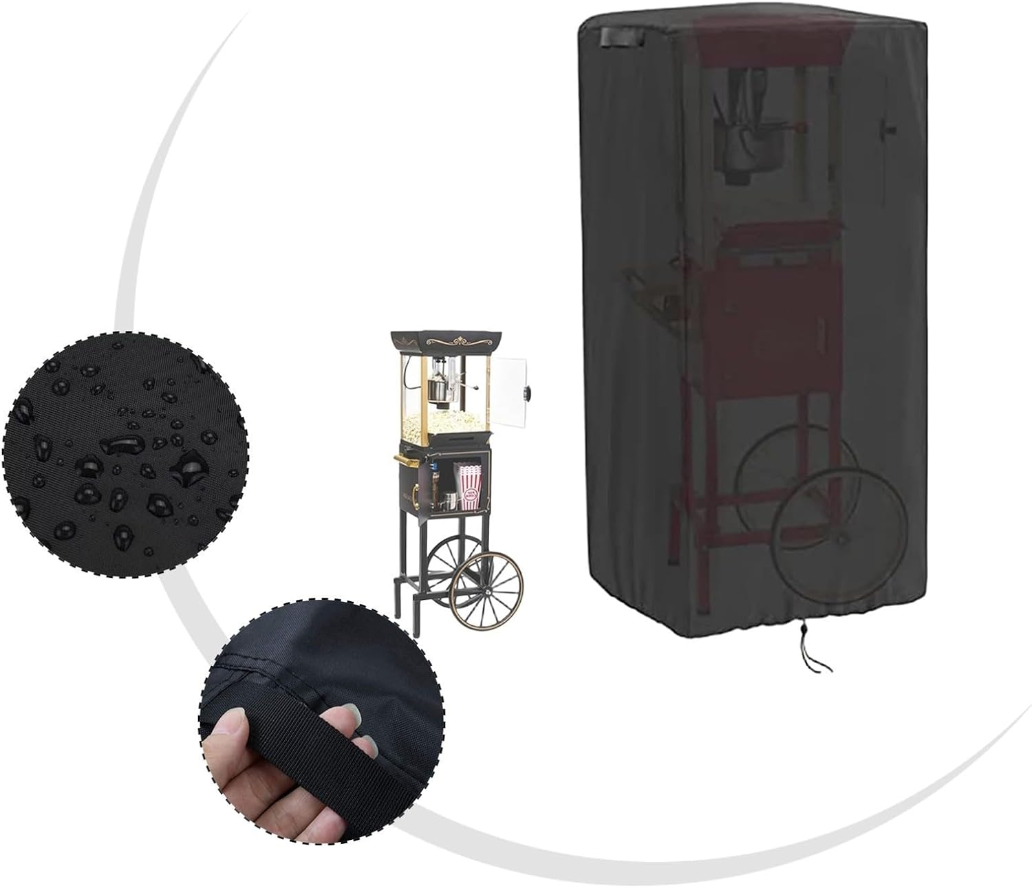 Popcorn machine cart dust cover with waterproof design, made from tough 420D Oxford fabric to protect from rain, dust, and particles in outdoor and indoor use (24 * 13 * 48in)