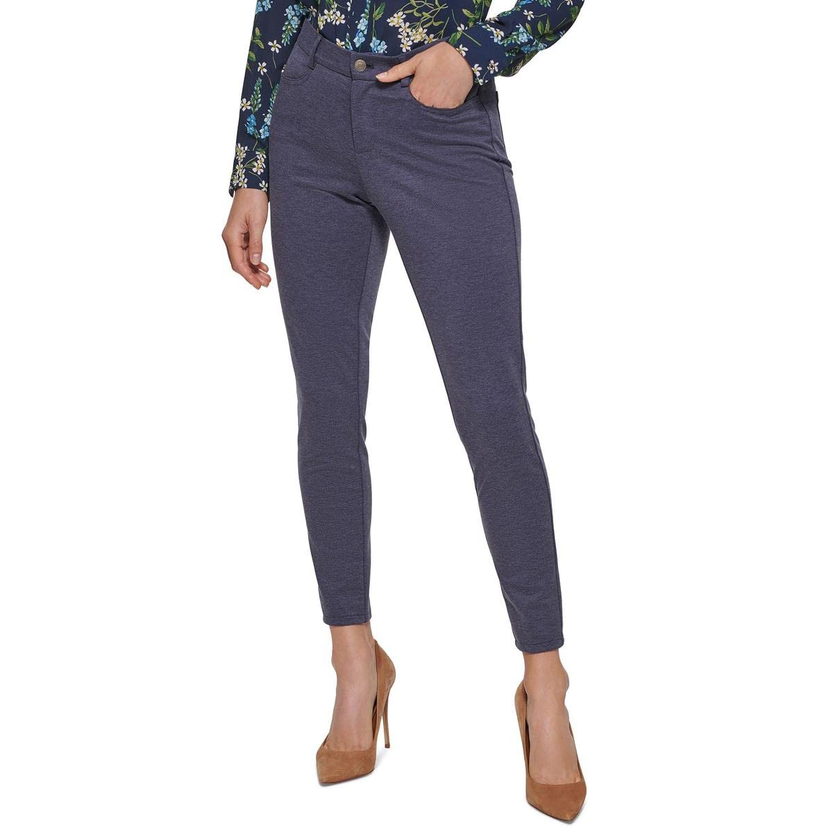 Tommy Hilfiger Womens Slim Leg High Rise Ankle Pants Navy 14