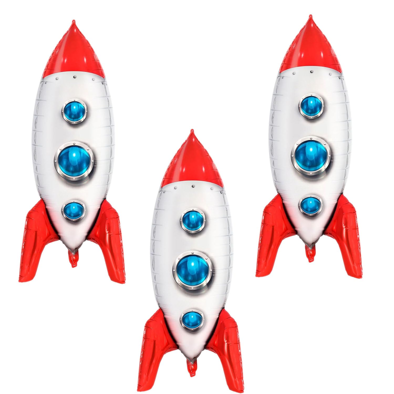 Red Rocket Balloons, Space Balloons for Space Themed Party Decorations Rocket Mylar Balloon for Rocket Birthday Decorations 3 Pcs
