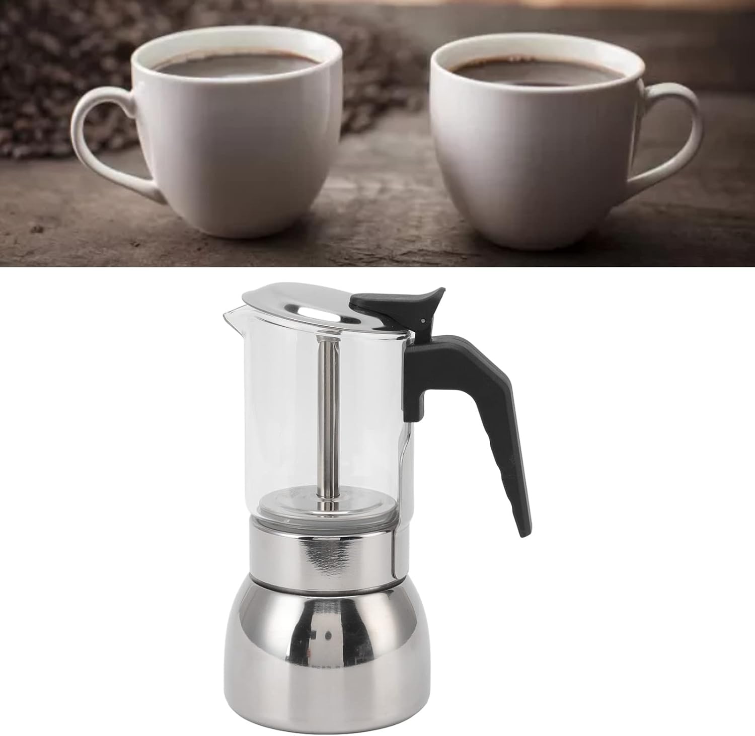 Glass Moka Pot Italian Heat Resistant Washable Healthy Coffee Pot (200ML)