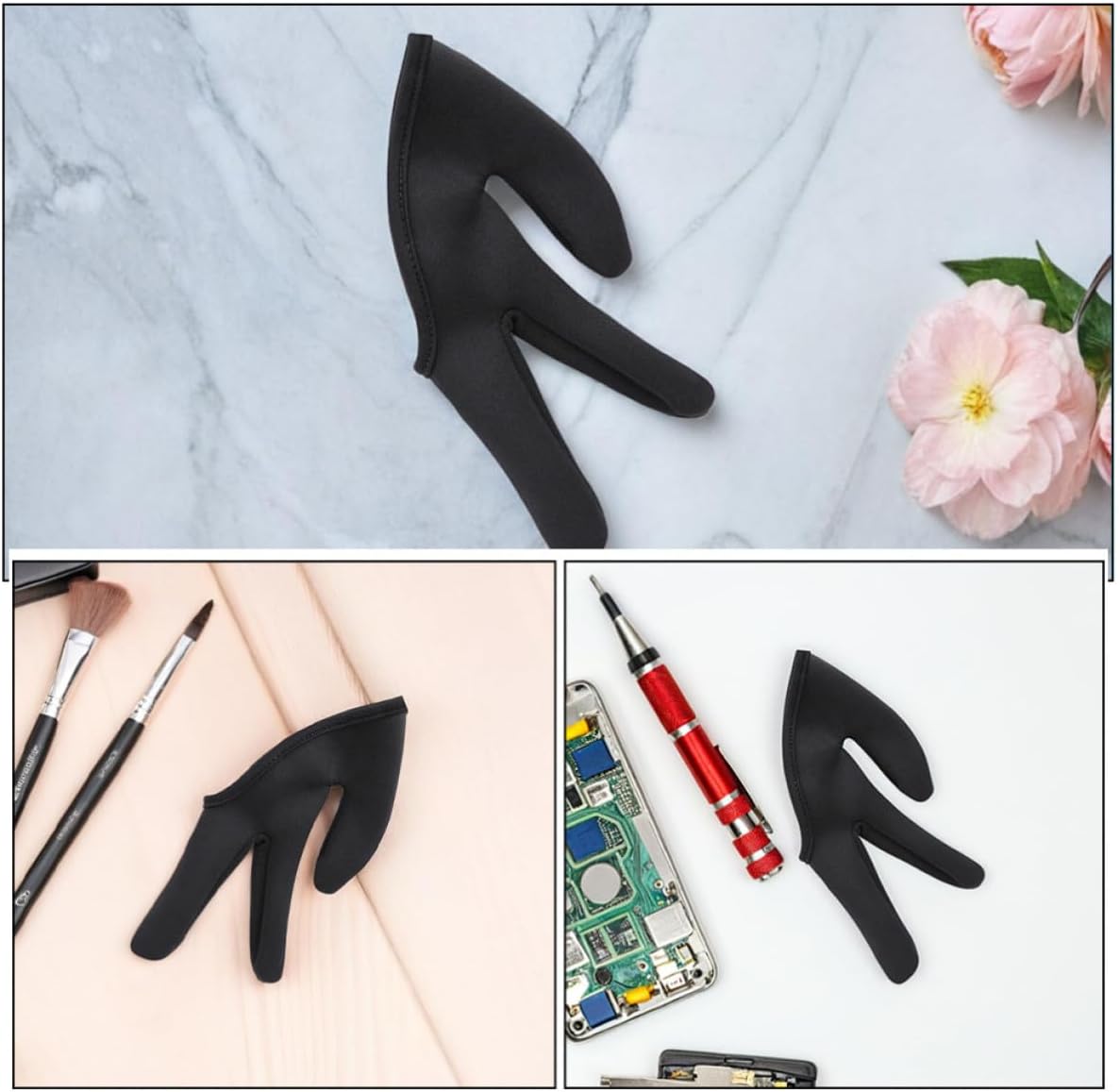 Heat Resistant Gloves Heat Protection 2pcs for Hair Styling with Three Finger Covers, Lightweight Cotton Material for Curling Iron and Straightening, for Salon and Home Use