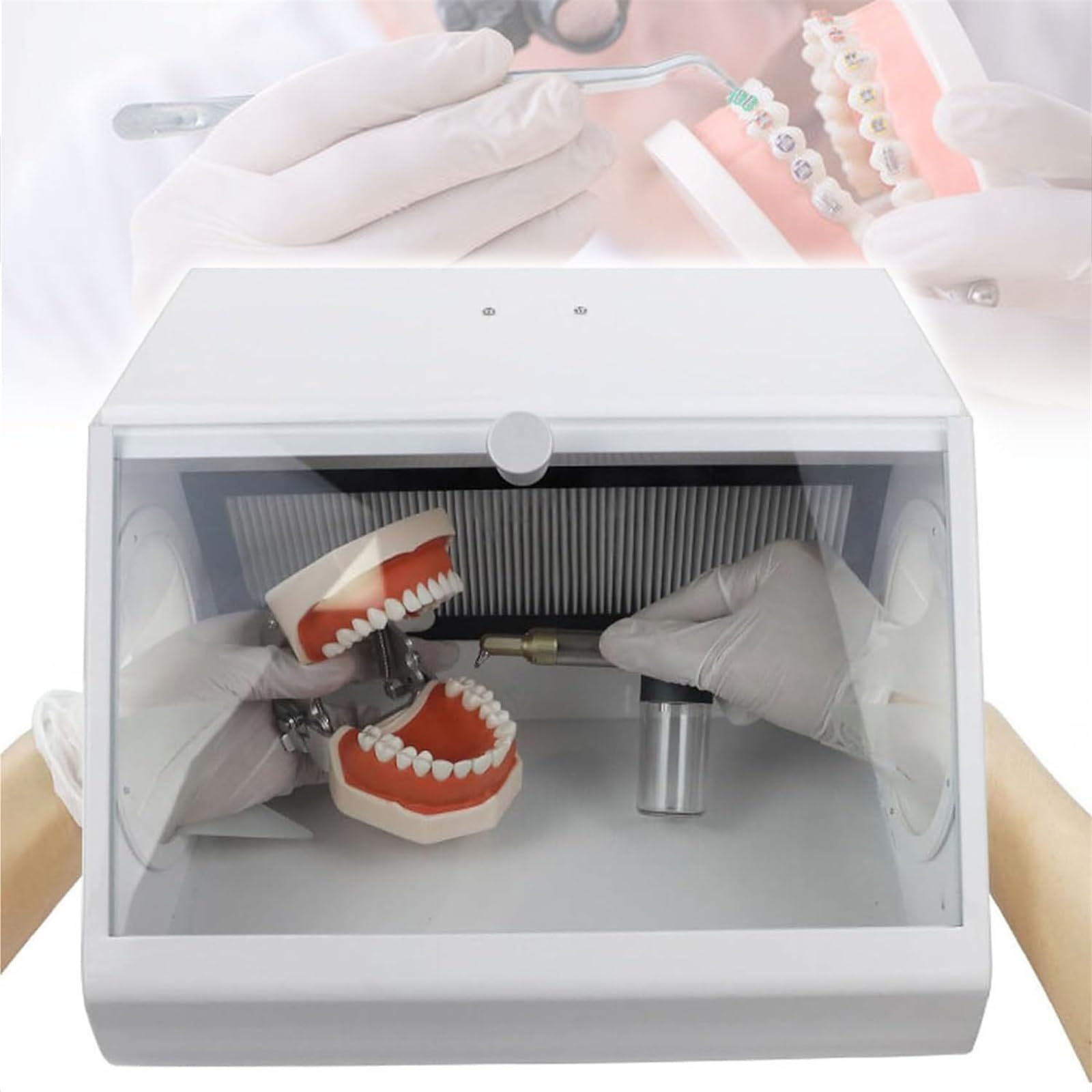110 V-220 V Labor-Sandstrahl-Staubsammler, professioneller Dental-Staubsammler, Doppel-Saugsystem mit 5500 K Helligkeit, geeignet zum Aufsaugen von Sandstrahlstaub