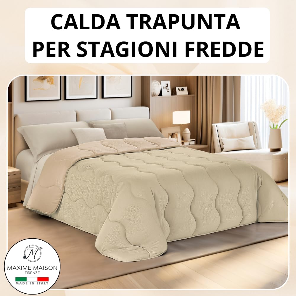 MAXIME MAISON - Trapunta Invernale Letto Singolo (300gr/mq) Piumone Letto Singolo Invernale, Coperta Calda in Microfibra, Copriletto Singolo per Stagioni Fredde, Design Double Face, Made in Italy