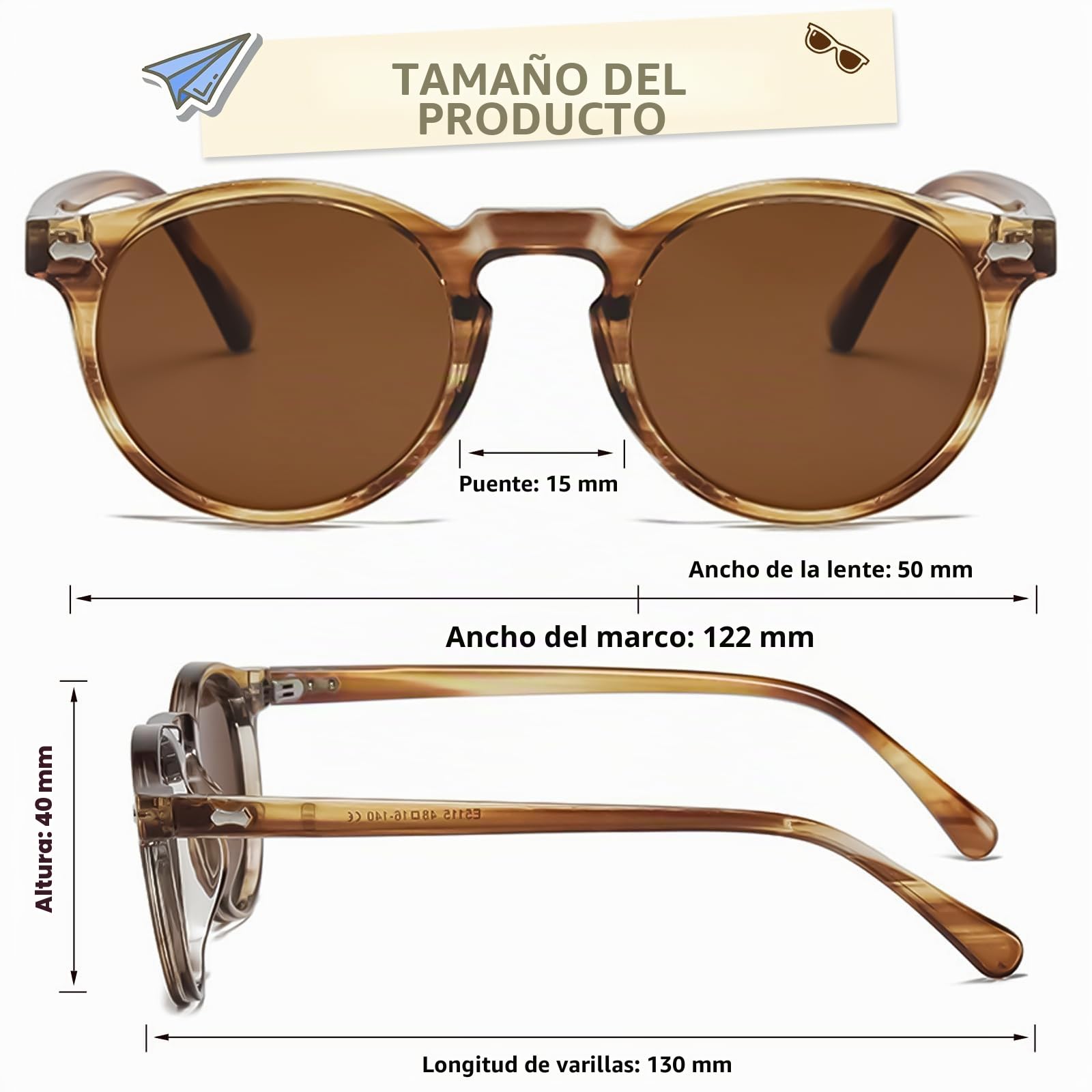 Gafas de sol para niños y niñas, polarizadas, redondas, espejadas, protección UV400, para niños de 3 a 12 años