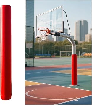 Basketball Pole Protective Pad - Waterproof Impact Guard Pad for Columns,Outdoor Basketball Pole Safety Mat for Court & Playground,5.9 Ft HighRed,Dia 165mm 6 1/2in