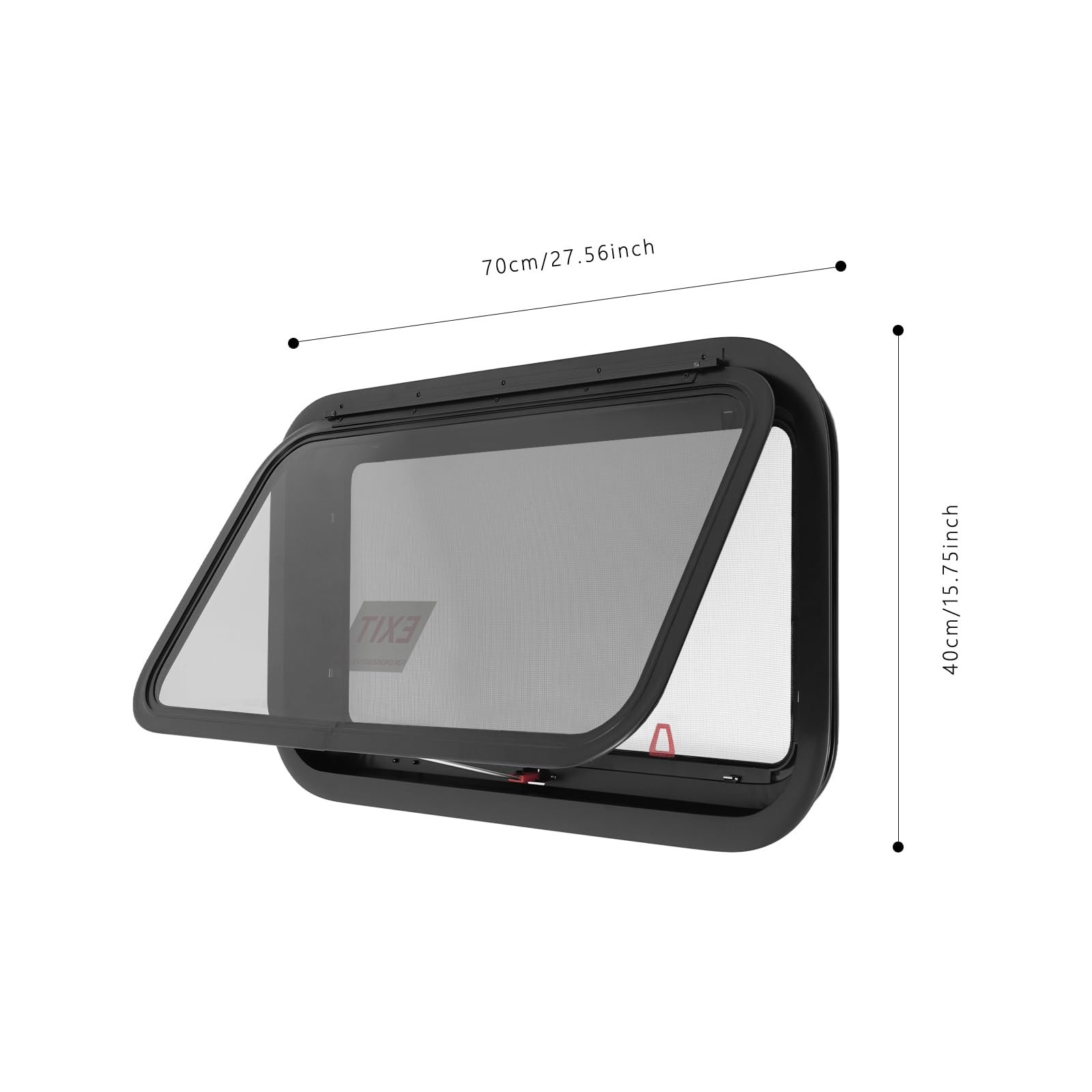 Ventana de caravana con soporte, ventana de autocaravana con vidrio templado y marco de aluminio, apertura de 15°, ventana corrediza oscurecida para autocaravana, camper, furgoneta y remolque (700