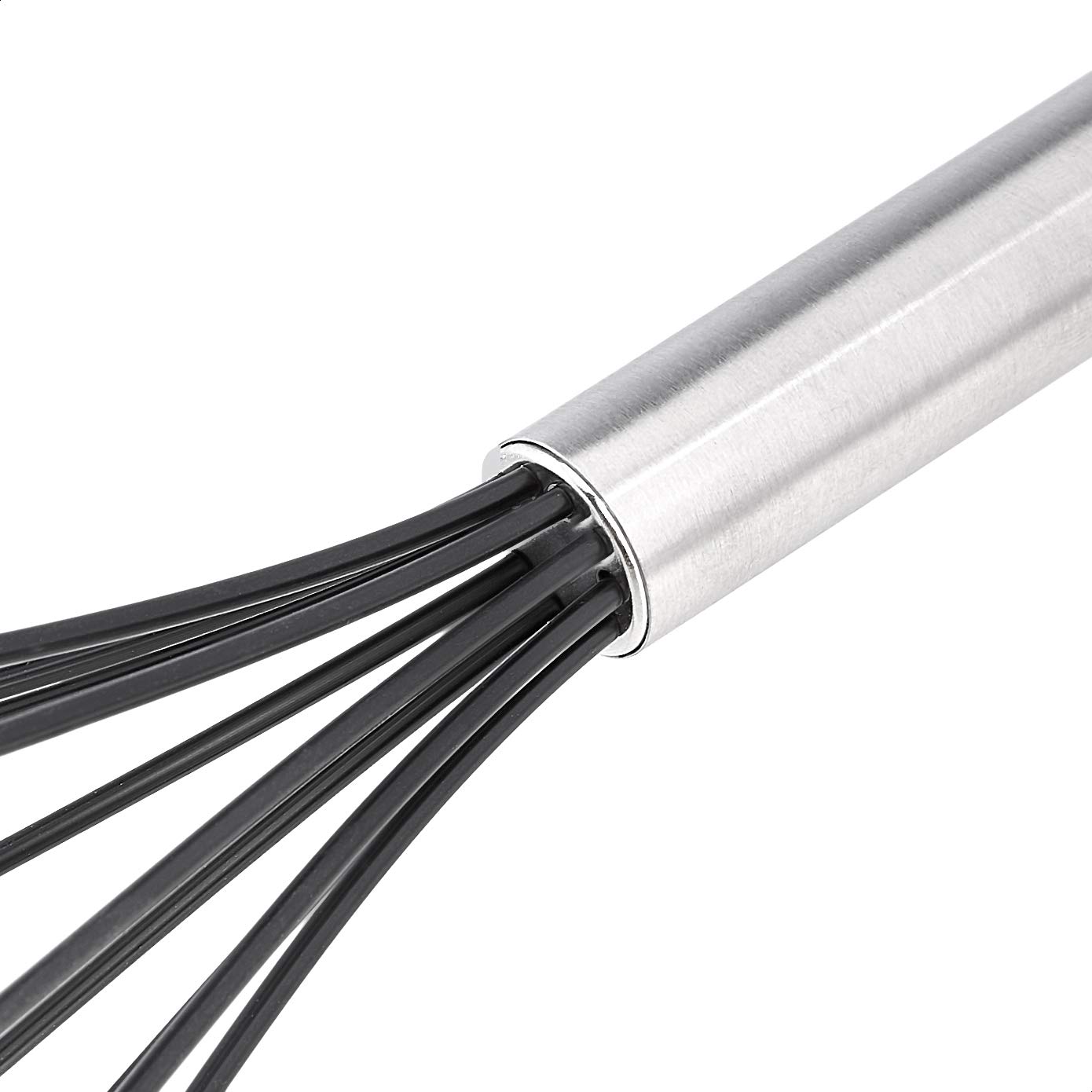 Amazon Basics Stainless Steel and Silicone Non-Stick Coated Whisk Set, 8", 10", and 12", Pack of 3, Black (Previously AmazonCommercial brand) - Image 3