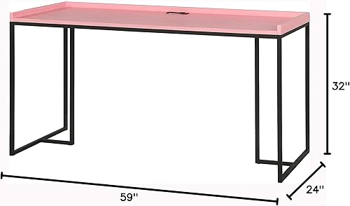 Miniatura 3 de ioHOMES Slifer - Escritorio para computadora con puerto USB, color rosa