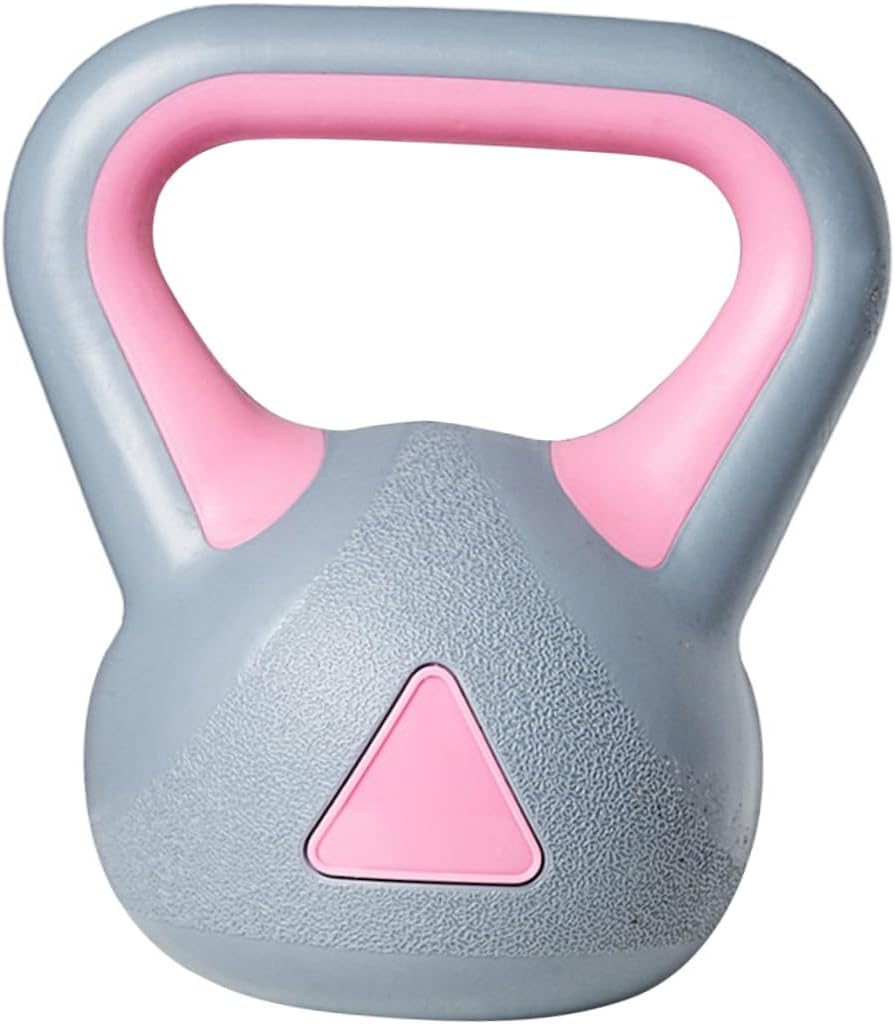 4kg Women’s Fitness Kettlebell, Gray Pink Rubberized Fixed Kettle-bell for Home Gym Strength Training and Muscle Exercise