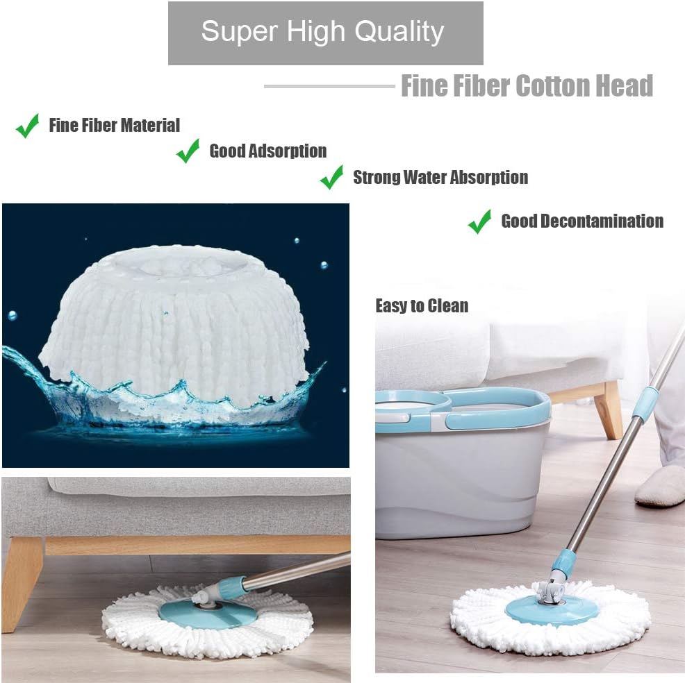 6 Pack Microfiber Spin Mop Replacement Head Refill for 360 Spin Mop - Round Shape Standard Universal Size Replacement Mop Head for Spin Mop Systems : Health & Household