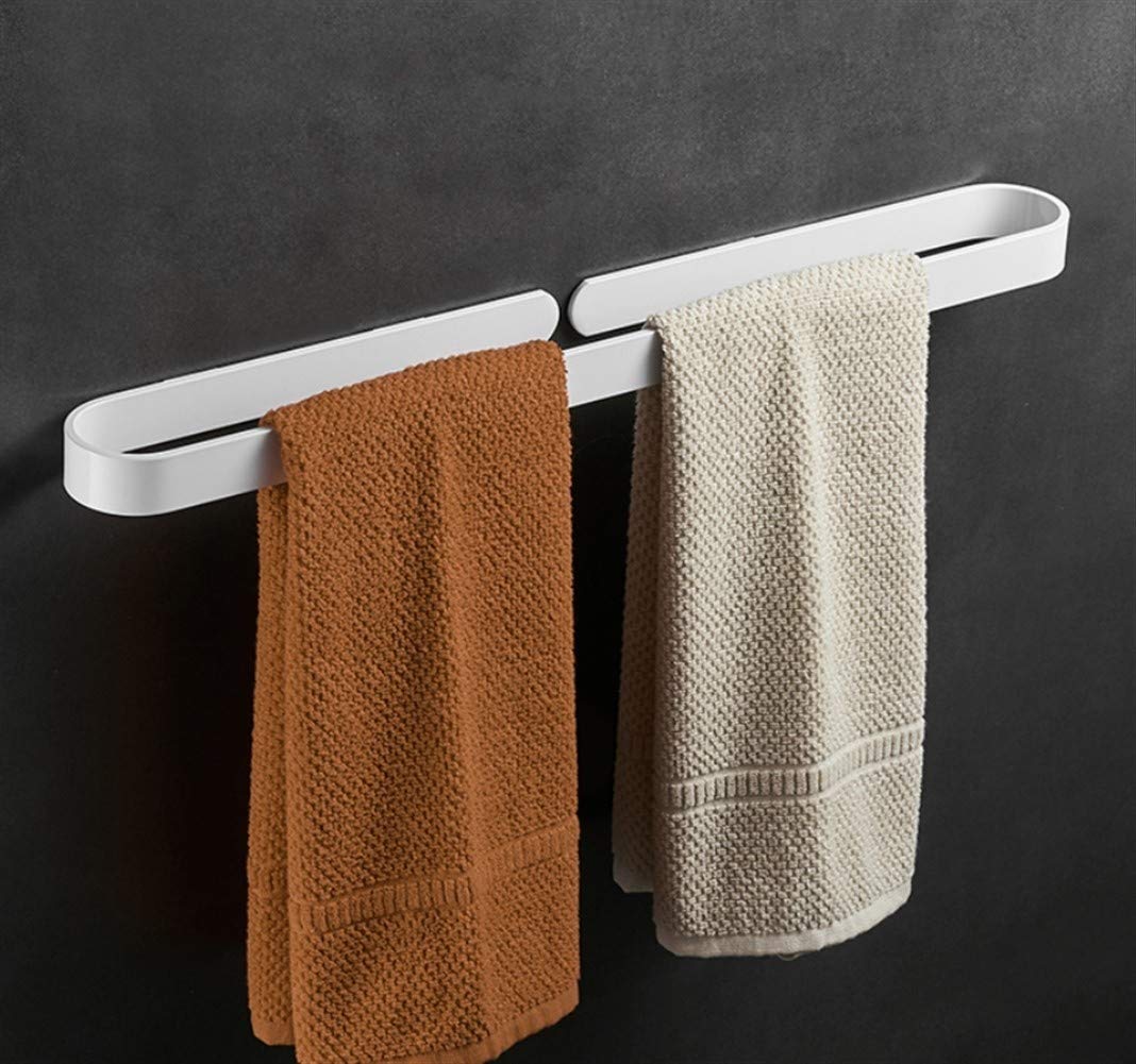 Towel Rack Wall Mounted, Modern Simple Single Rod Towel Rails, Space Aluminum Self Adhesive Towel Holder. White Paint Finish. (Size : 50cm)