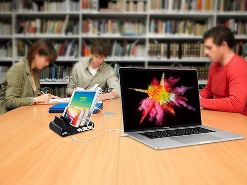 Miniatura 6 de UDOLI Estación de carga rápida de 110 W y 5 puertos para múltiples dispositivos, organizador de soporte de 100 W, 65 W, 30 W, USB tipo C, cargador