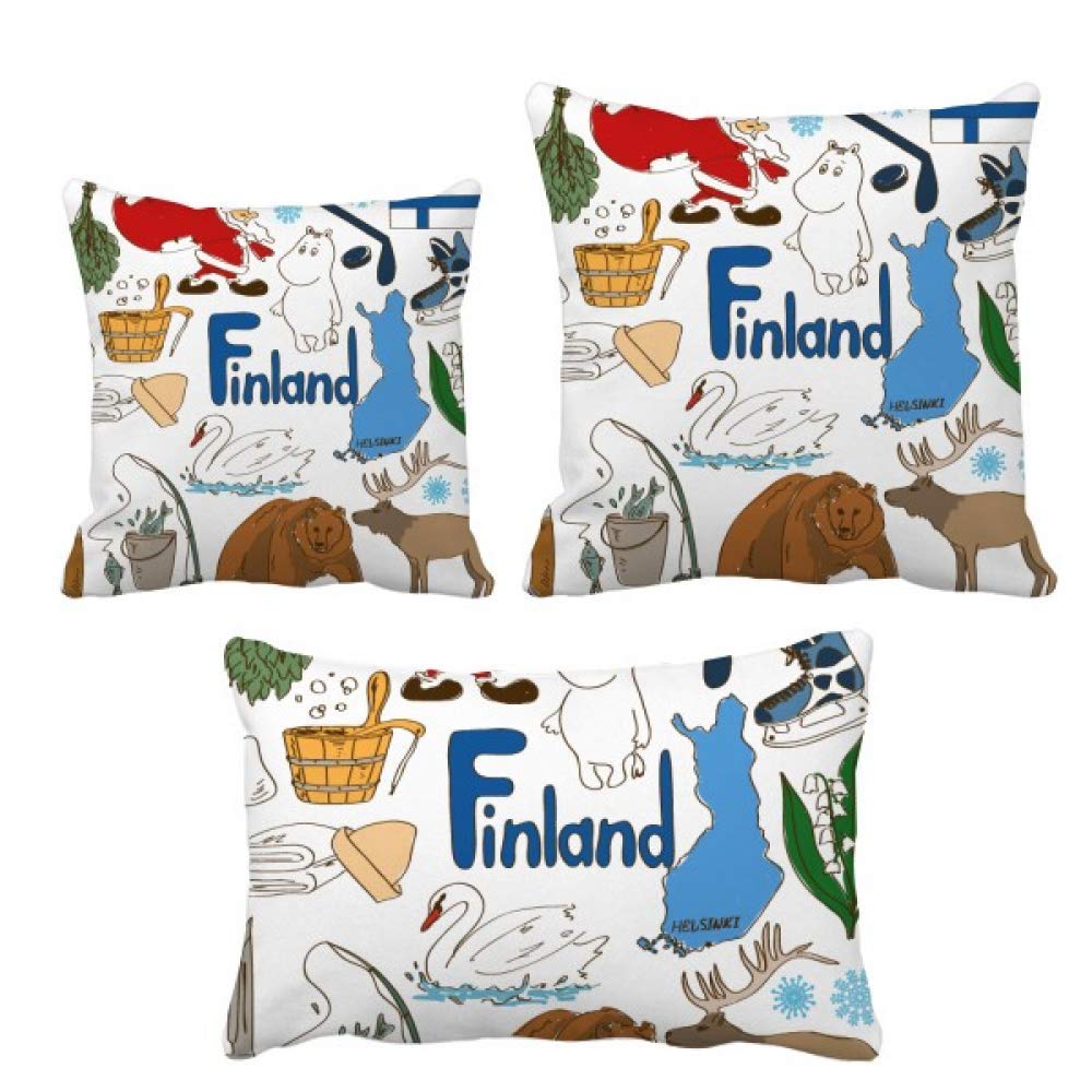 Coussin drapeau Finlande et paysage lot de housses décoratives DIYthinker