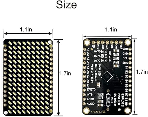 Miniatura 3 de PWM LED Matrix Driver IS31FL3731 y 9x16 Grid LEDs para Arduino DIY Kits (Rojo)
