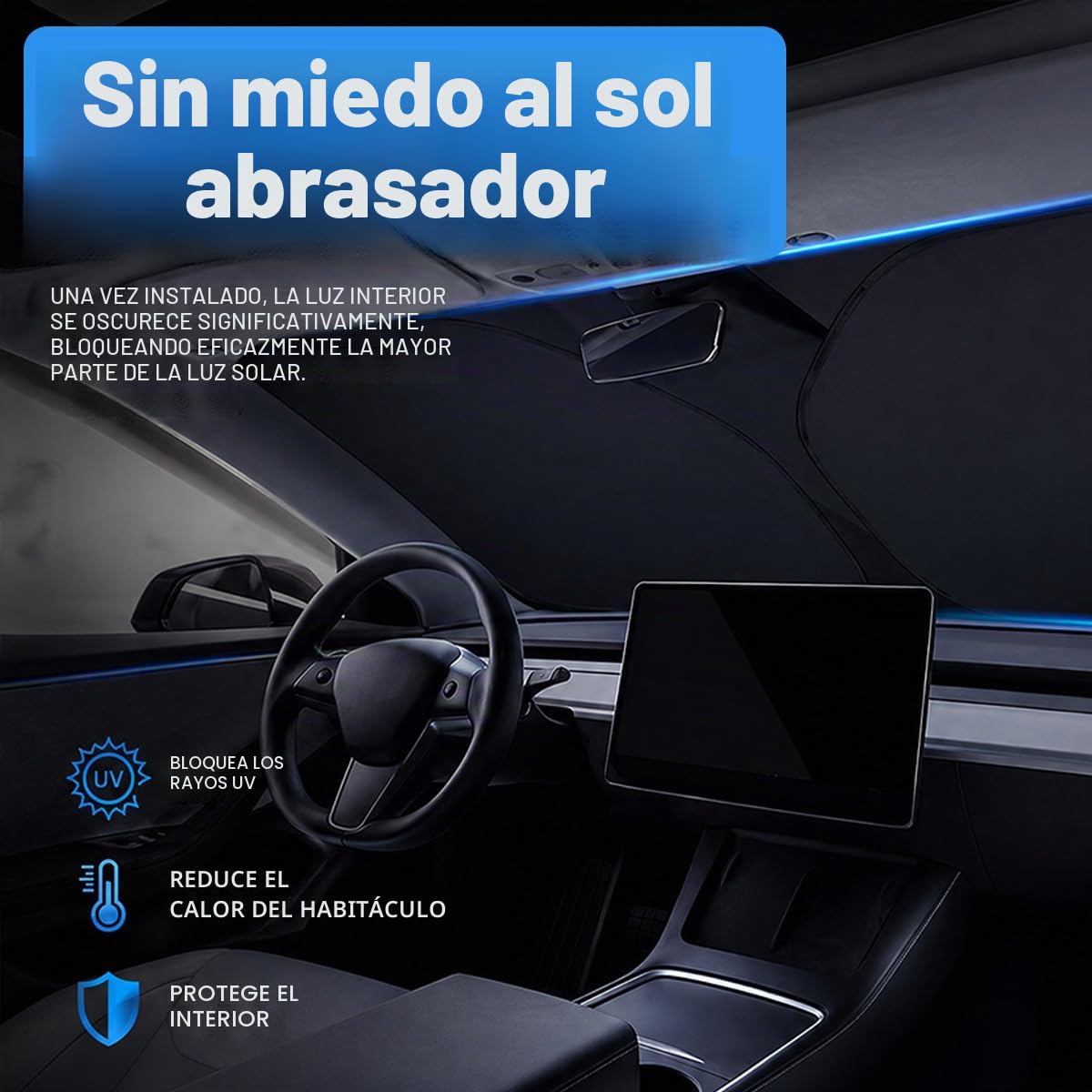 Parasol para Parabrisas de Coche, Plegable Parasol Coche, Protección UV y contra el Calor, Reflectante, Protección del Interior, para Ciudadano, Compacto, Hatchback