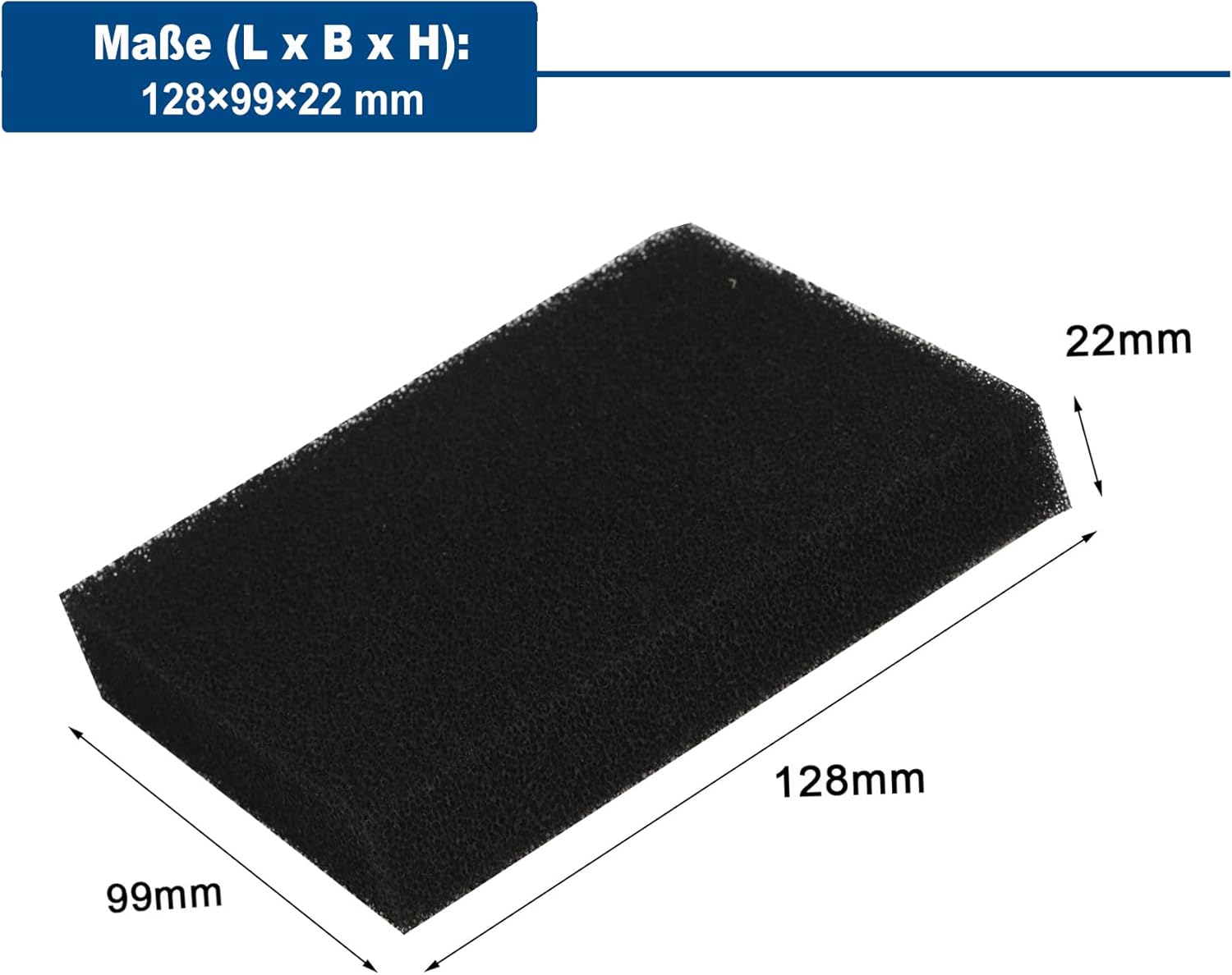 Pack of 4 sponge filter carbon filters for SOG exhaust system filters, 128 × 99 × 22 mm activated carbon filter for all door variants