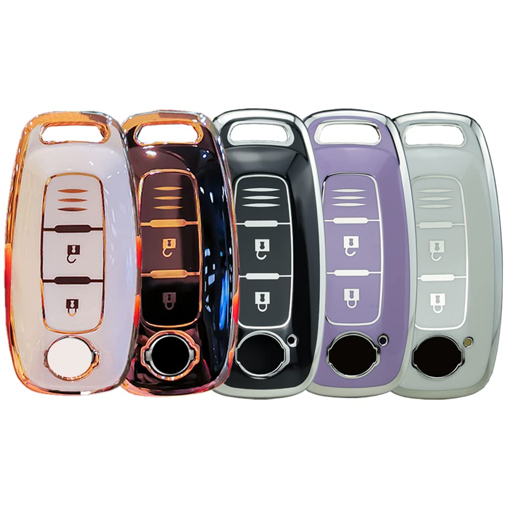 HIBEYO Custodia Keyless Go In Silicone TPU Per Chiave Auto Nissan - Adatta Per Qashqai, X-Trail, Altima, Ariya 2022-2023 (Oro Bianco)