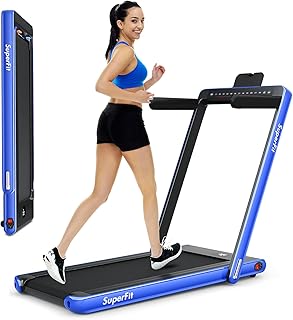 GYMAX Under Desk Treadmill, Folding 2 in 1 Electric Running Walking Machine with Smart App Control, Remote, Bluetooth Speaker & Dual LED Screen Monitor, Portable for Home Gym Small Apartment