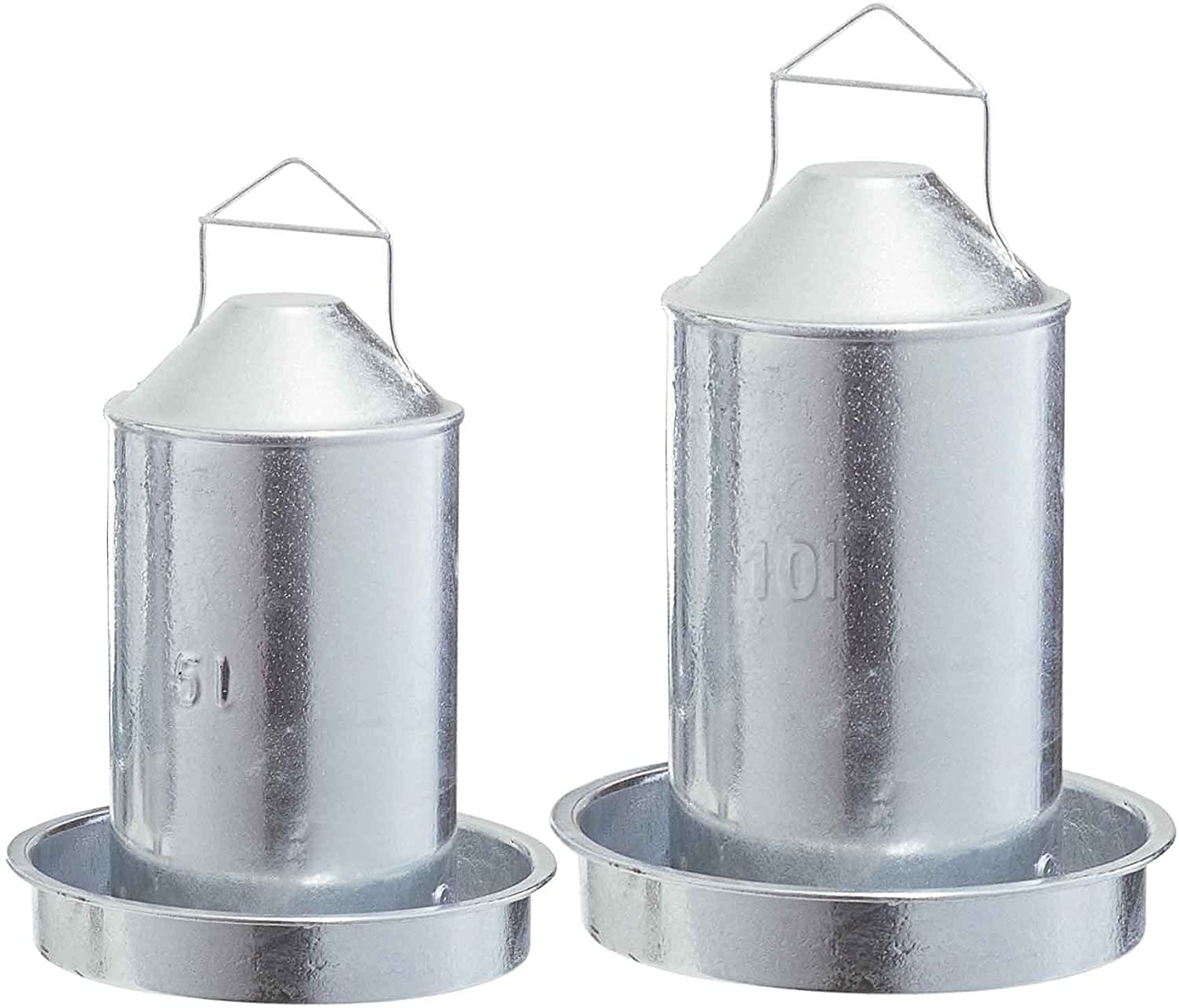 Pemium Metall Hühnertränke 5,0 Liter & 10 L - Geflügeltränke Futterautomat Stülptränke Hühner Tränke zum Aufhängen oder Hinstellen (5,0 Liter)