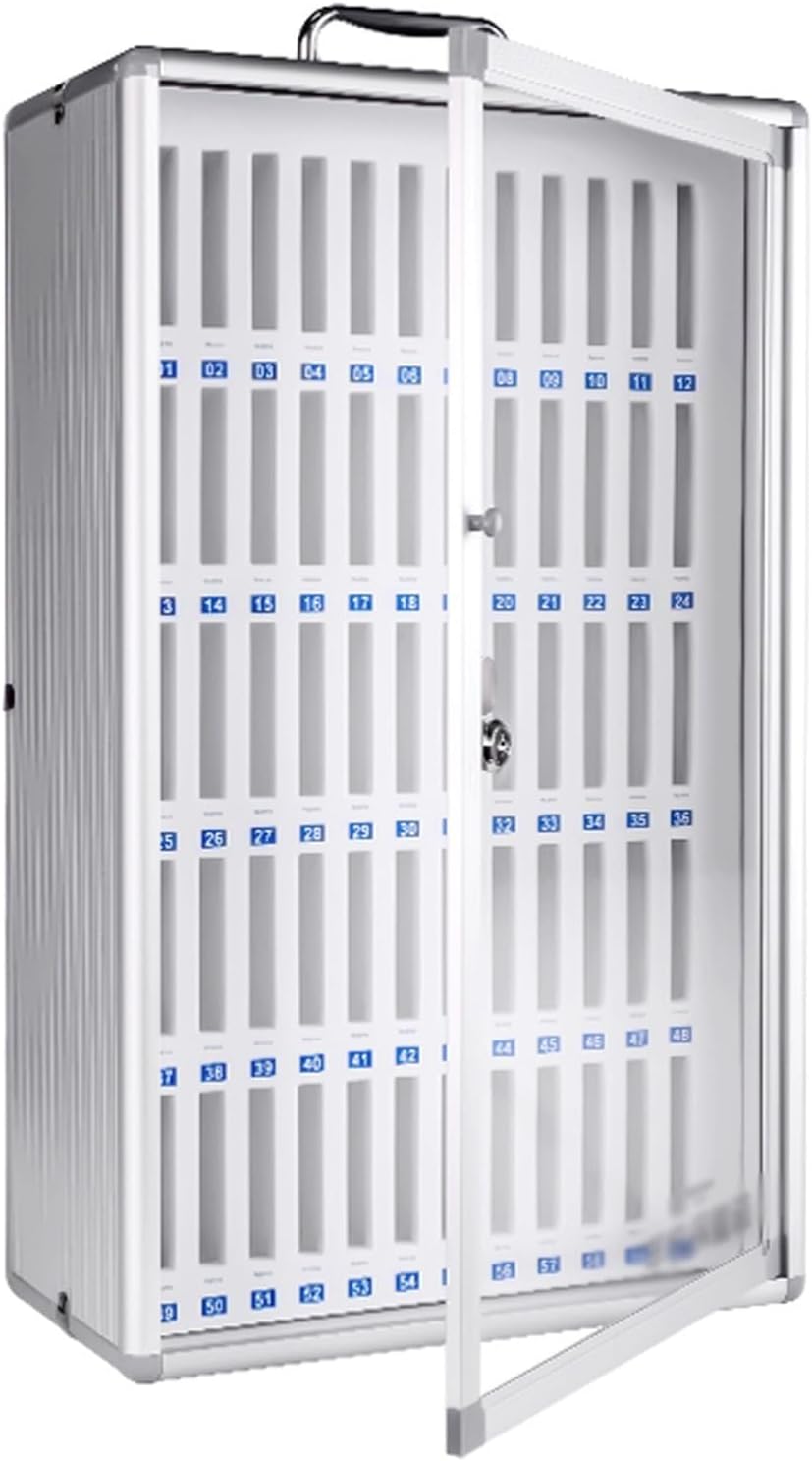 Aluminum Alloy Cell Phone Locker Box with Lock, 12/24/36/48/60 Slots Storage Cabinet for Mobile Devices, Secure Cell Phone Organizer (60 Slots)